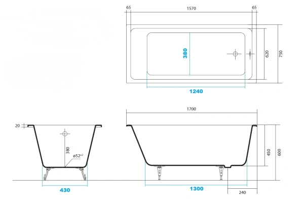 чугунная ванна aquatek альфа 170x75 aq8970f-00