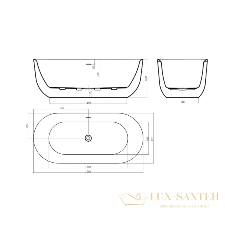 ванна акриловая свободностоящая 170x77 см belbagno bb706-1700-770, белый глянцевый