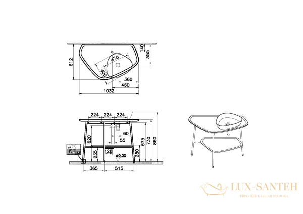 столешница vitra plural 100 см, правосторонняя, 62581, цвет белый