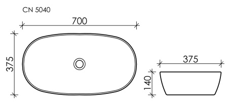 умывальник чаша накладная овальная белый, ceramica nova element 700*375*140мм cn5040