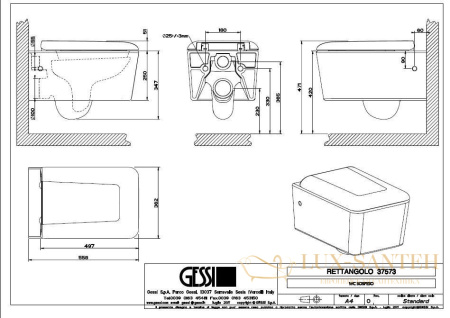 подвесной унитаз gessi rettangolo 37573.518, белый