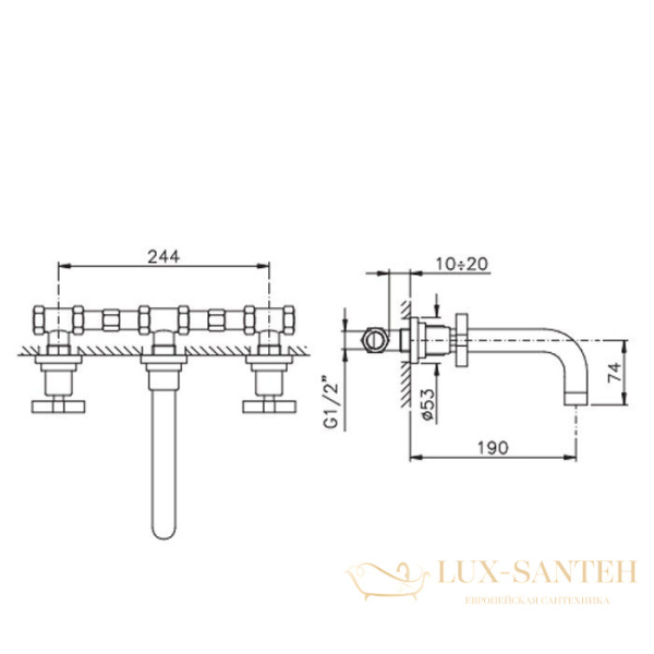 смеситель встраиваемый для раковины nicolazzi mac kinley 05, 2207cr29, хром