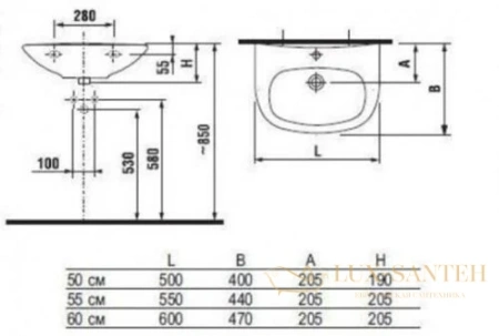 раковина подвесная jika zeta 50x40 1039.0.000.104.1