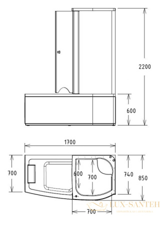 ванна акриловая гидромассажная gemy g8040 c r, белый