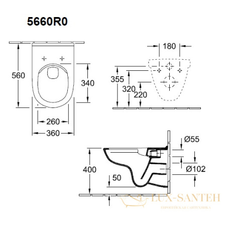 комплект унитаз с инсталляцией и клавишей смыва villeroy & boch o.novo 5660 d3 01, 