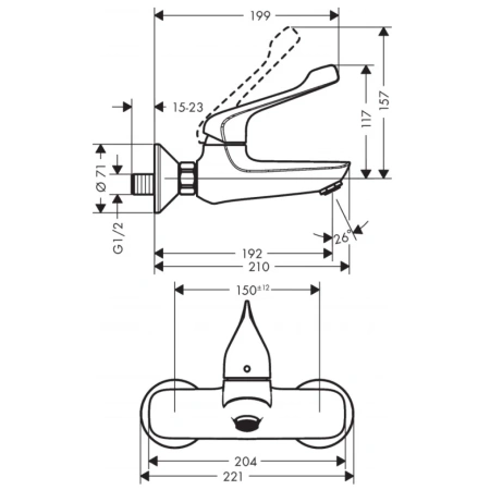 смеситель для раковины hansgrohe novus 71923000, хром