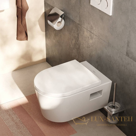 унитаз подвесной, hansgrohe elupura original s, 60207450, 540х360 безободковый с сиденьем без микролифта, белый глянцевый