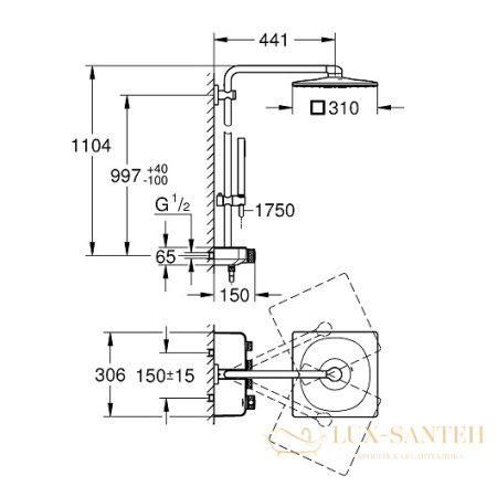 душевая система grohe euphoria smartcontrol system 310 duo cube 26508ls0, белый