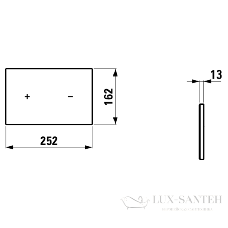 клавиша смыва, laufen installation system lis, 8.9566.4.020.000.1, 25x1.5x16см., aw4 двойной смыв, бесконтактная, цвет: черный глянцевый