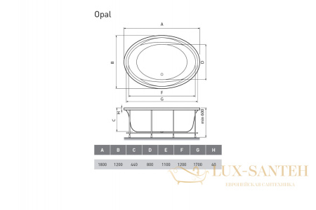 ванна акриловая vayer opal 180x120