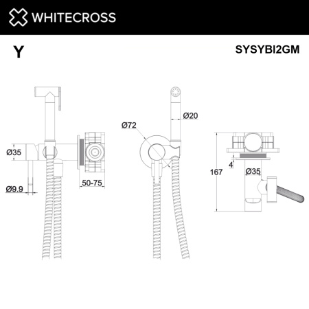 система для биде скрытого монтажа whitecross y sysybi2gm, оружейная сталь