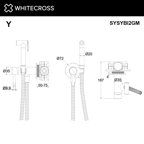 система для биде скрытого монтажа whitecross y sysybi2gm, оружейная сталь