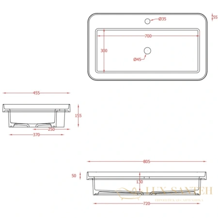 раковина artceram fuori scala tfl035 17 00 *1 80,5x45,5 см, черный матовый