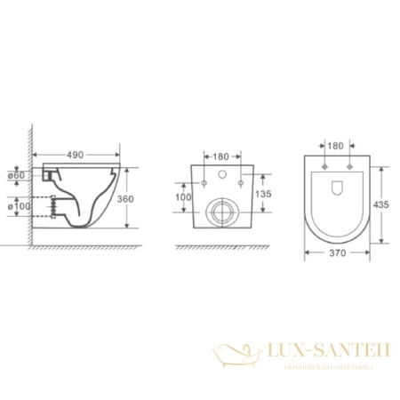 подвесной безободковый унитаз d&k matrix dt1396025 с сиденьем микролифт, черный матовый