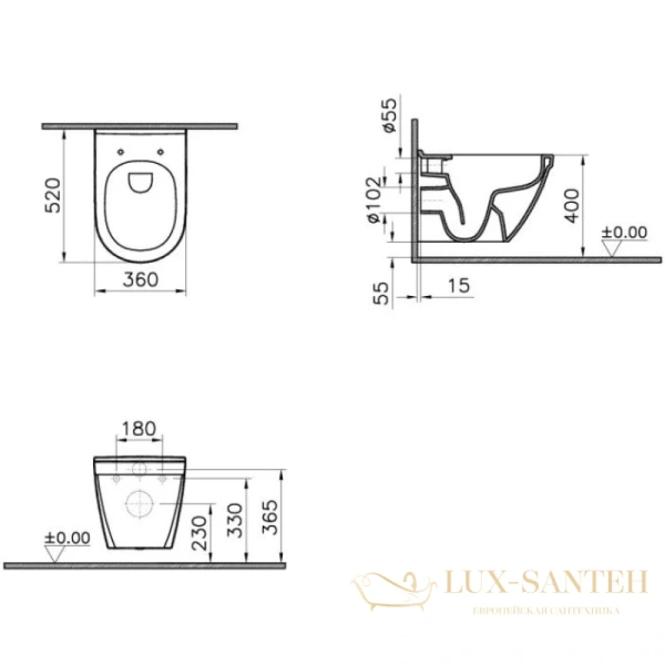 подвесной безободковый унитаз vitra s50 7740b003-0075, белый