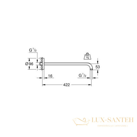 кронштейн для верхнего душа grohe rainshower 26146000, хром